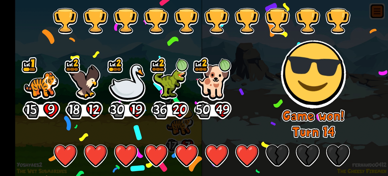 victory screen