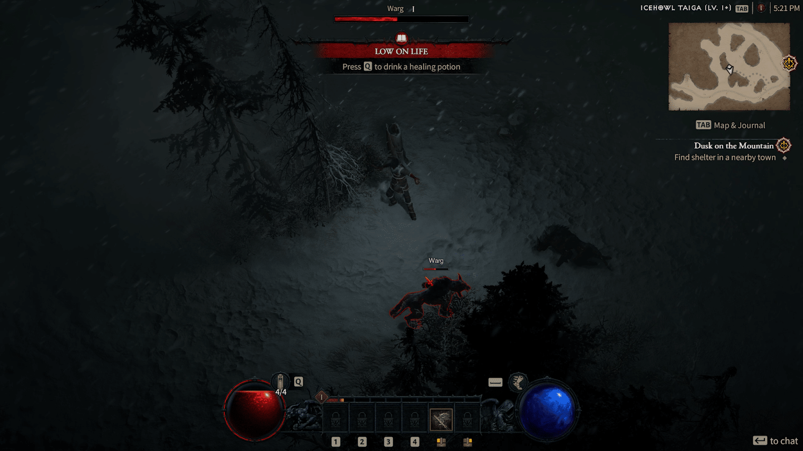 Use potions to stay alive!